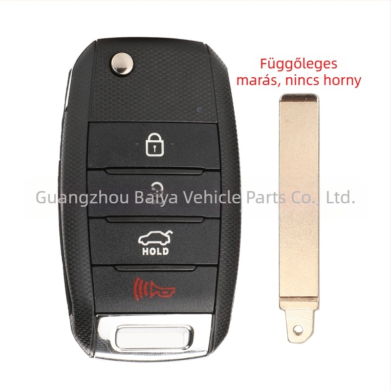 Kutery márkájú Kia összecsukható kulcskeret – csere borítás (3/4 gombos) műanyag tokozás; kulcs penge anyaga: réz + műanyag; súly 57 g; kompatibil Kia