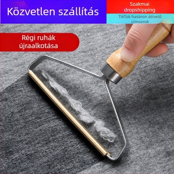 Kézi kabát szöszmentesítő fából készült fogantyúval — dupla oldalú ruhaszöszmentő, fém fej