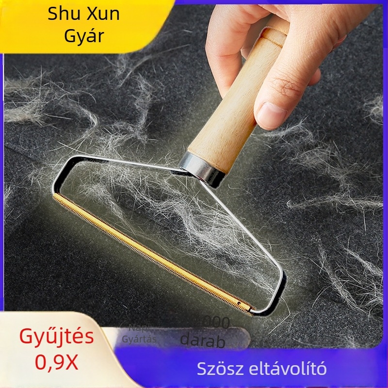 Kézi kabát szöszmentesítő fából készült fogantyúval — dupla oldalú ruhaszöszmentő, fém fej