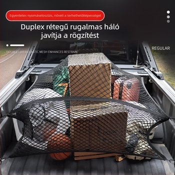 Autó csomagtartó háló tároló táska, textilből, akasztós használat, univerzális illeszkedés, testreszabható, logónyomás lehetséges