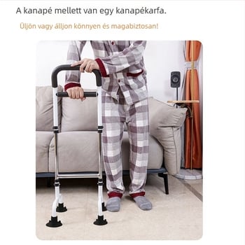 Padlón álló, állítható magasságú ágy melletti kar-emelő – többfunkciós segédeszköz idős embereknek és terhes nőknek