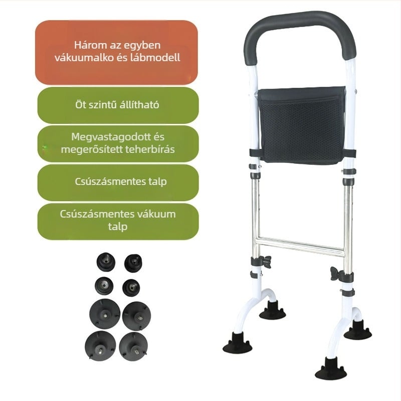Padlón álló, állítható magasságú ágy melletti kar-emelő – többfunkciós segédeszköz idős embereknek és terhes nőknek