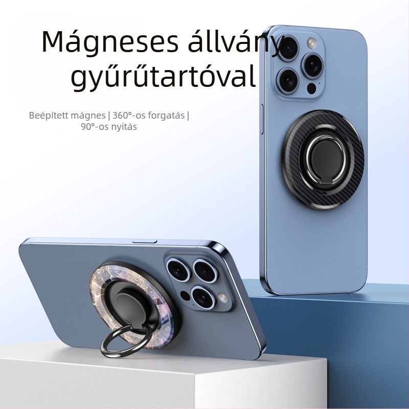 MagSafe-kompatibilis mágneses telefon-gyűrű tartó forgó asztali állvánnyal – fém-műanyag konstrukció, testreszabható