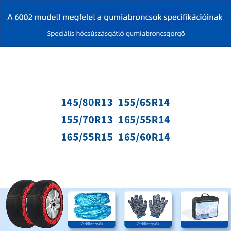 Peace and Peace téli gumi zoknik — csúszásmentes textil, testreszabható speciális autókhoz, súly 1–1,5 kg