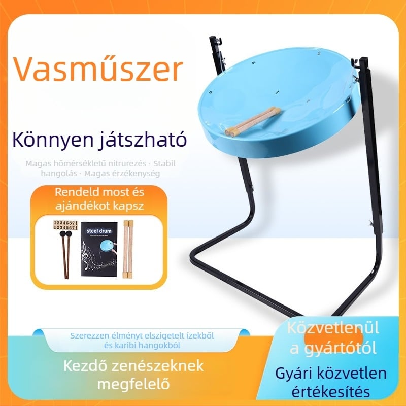 Gern acél-dob – 8-hangú kézi dob, professzionális ütőhangszer, csomagolási méretei 60×47×19 cm