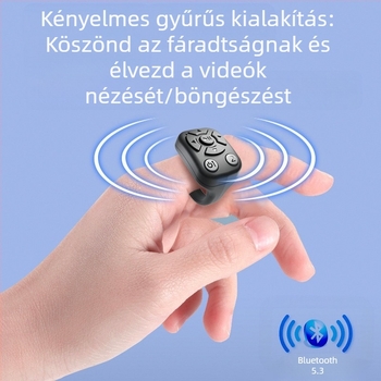 Bluetoothos önarckép-távirányító gyűrű okostelefonhoz, fotózás és oldalpörgetés vezérlésével; 10 m-es hatótáv; ujjal hordható; 40 mAh akkumulátor; kompatibilis Android, Apple és HarmonyOS