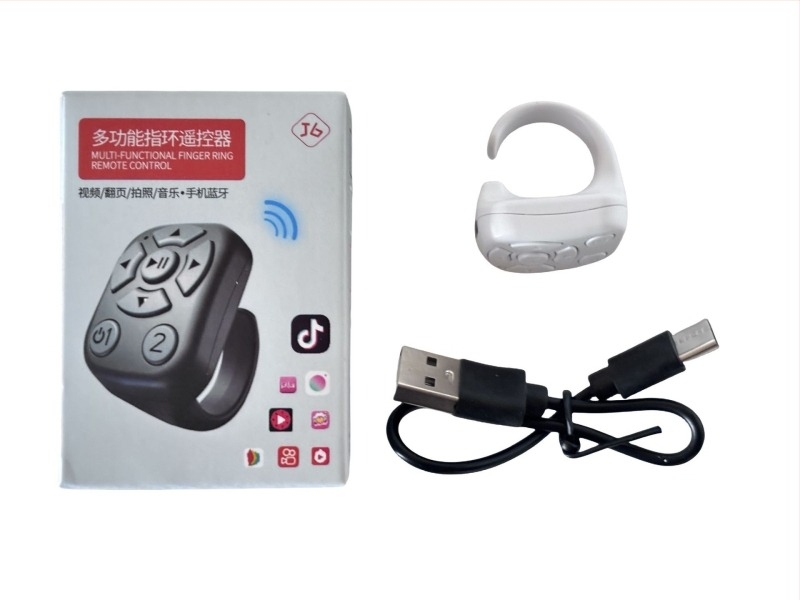 Bluetoothos önarckép-távirányító gyűrű okostelefonhoz, fotózás és oldalpörgetés vezérlésével; 10 m-es hatótáv; ujjal hordható; 40 mAh akkumulátor; kompatibilis Android, Apple és HarmonyOS