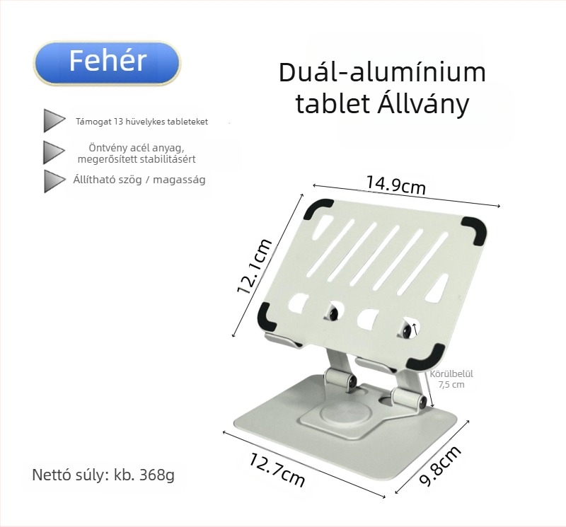 Asztali tartó telefonhoz és tabletához, 360°-os forgatás, alumíniumötvözetből, többfunkciós, rajzfilmszerű dizájn