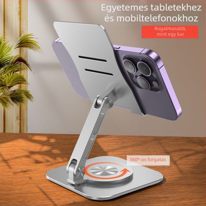 Asztali tartó telefonhoz és tabletához, 360°-os forgatás, alumíniumötvözetből, többfunkciós, rajzfilmszerű dizájn