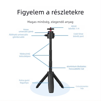 Action4/5 Pro-kompatibil kézi selfie stick-tripod tartó sportkamerához, Pocket 3 bővítés, terhelés 1 kg, 3 szakasz