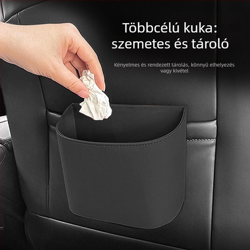 TIHOM Ülés hátára akasztható tároló doboz – Többfunkciós belső szervező, anyagok: szintetikus gyanta és valódi bőr, általános autóhasználat