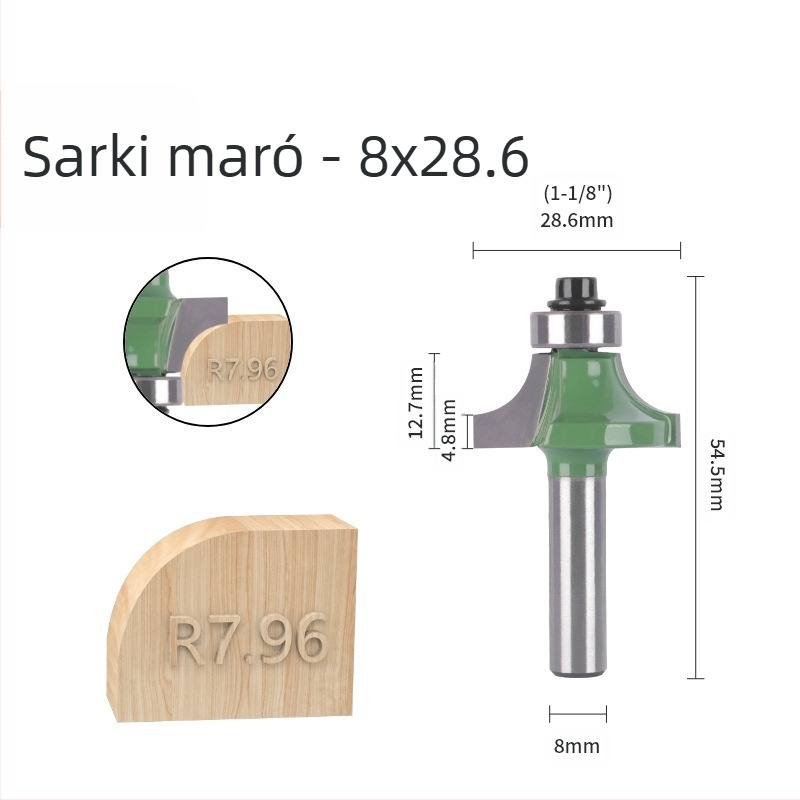 Ívelt sarkokhoz és élzáráshoz készlet frez (8 markolat, 6 darab) | fej ötvözet | márka Xin Edge Da | kategória: maró | gravíró gépekkel kompatibilis | megmunkálási tartomány: fa / MDF / laminált lemezek