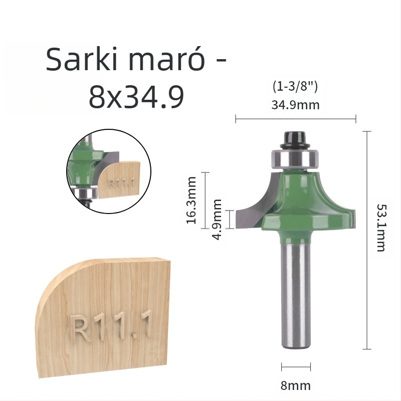 Ívelt sarkokhoz és élzáráshoz készlet frez (8 markolat, 6 darab) | fej ötvözet | márka Xin Edge Da | kategória: maró | gravíró gépekkel kompatibilis | megmunkálási tartomány: fa / MDF / laminált lemezek
