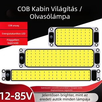 COB LED belső olvasófény a teherautó kabinjához — 12-85V, alumínium COB modul, 54/64/87/108 LED dióda, alkalmas teherautókra, autókra, félpótkocsikra, vanokra, buszokra