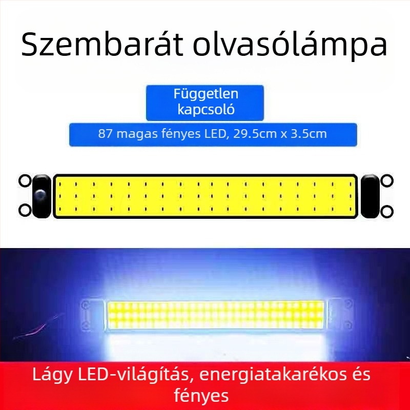 COB LED belső olvasófény a teherautó kabinjához — 12-85V, alumínium COB modul, 54/64/87/108 LED dióda, alkalmas teherautókra, autókra, félpótkocsikra, vanokra, buszokra