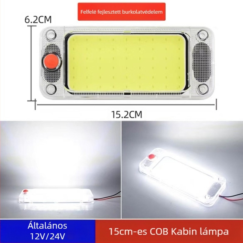 COB LED belső olvasófény a teherautó kabinjához — 12-85V, alumínium COB modul, 54/64/87/108 LED dióda, alkalmas teherautókra, autókra, félpótkocsikra, vanokra, buszokra