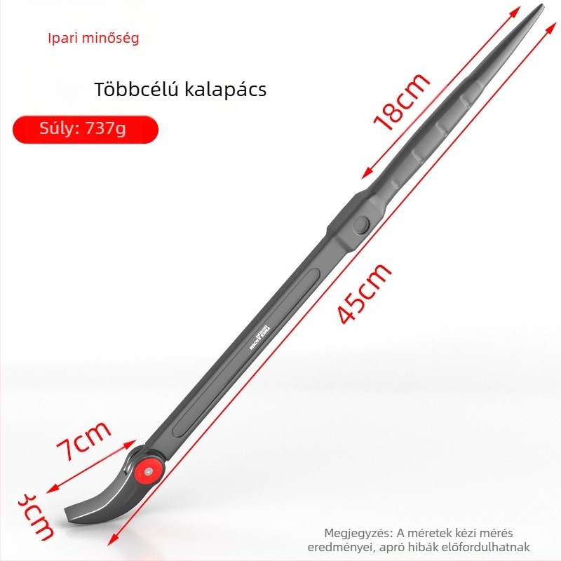 Kerek végű, kétoldalas crowbar – kör és sík vég, szénacélból készített autójavító eszköz