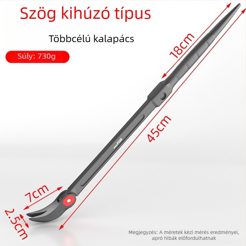 Kerek végű, kétoldalas crowbar – kör és sík vég, szénacélból készített autójavító eszköz