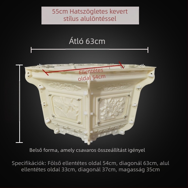 Hatszögletű műanyag forma cementes virágtartóhoz – DIY kertészkedéshez, virágtartó modell, építési sablon