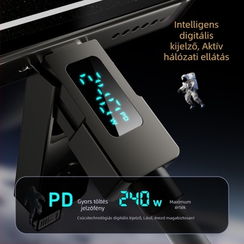 Double Demon 240W USB-C 4 az 1-ben digitális kijelzővel, gyors töltőkábel