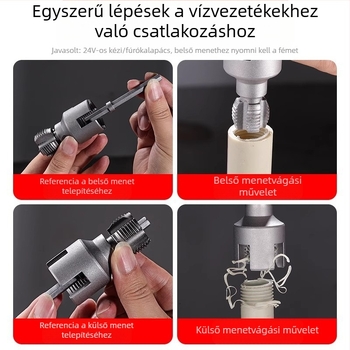 PPR csőmenet készítő eszköz integrált belső és külső meneteléssel — 1/2\" és 3/4\" csövekre, otthoni javítás és DIY