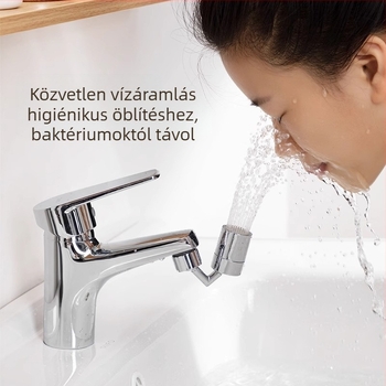 Univerzális csaptele aerátor – fürdőszobai csaphoz hosszabbító, anti‑fröccsenés fej, réz test, spirális csatlakozás, telepítés 22–24, elektroplattolt felület
