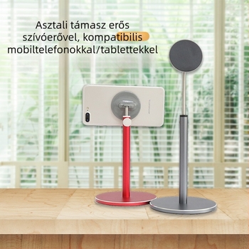 Luhiro asztali tartó telefonhoz és tablethez, alumíniumötvözet, állítható magasságú emelés, univerzális, modell M04S, mágneses rögzítés
