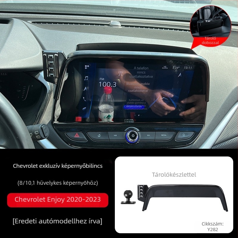 Tracy autós telefontartó Chevrolet műszerfalhoz — snap-on rögzítés, rögzítő alap, nincs töltés