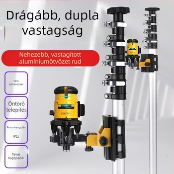 Lézeres szintmérő teleszkópos támasztórúd infravörös, többfunkciós tartóval, vastagított alumíniumötvözetből és rozsdamentes acélból
