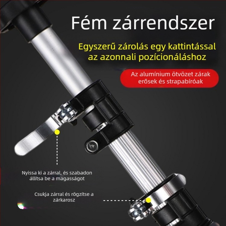 Lézeres szintmérő teleszkópos támasztórúd infravörös, többfunkciós tartóval, vastagított alumíniumötvözetből és rozsdamentes acélból