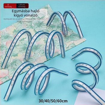 Kígyó alakú vonalzó — műanyagból, rugalmas kialakítás; tömeg 89 g; csomagolás 19×9×1,5 cm