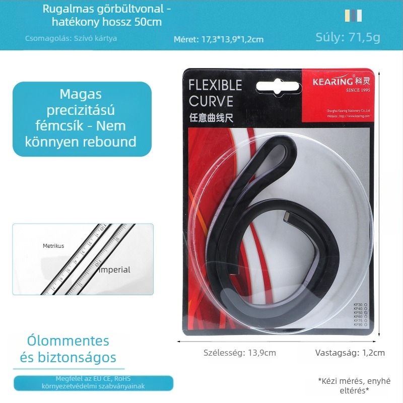 Kígyó alakú vonalzó — műanyagból, rugalmas kialakítás; tömeg 89 g; csomagolás 19×9×1,5 cm