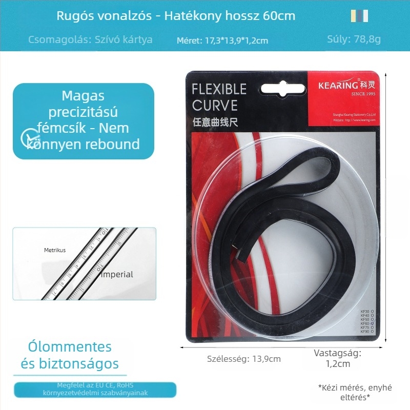 Kígyó alakú vonalzó — műanyagból, rugalmas kialakítás; tömeg 89 g; csomagolás 19×9×1,5 cm