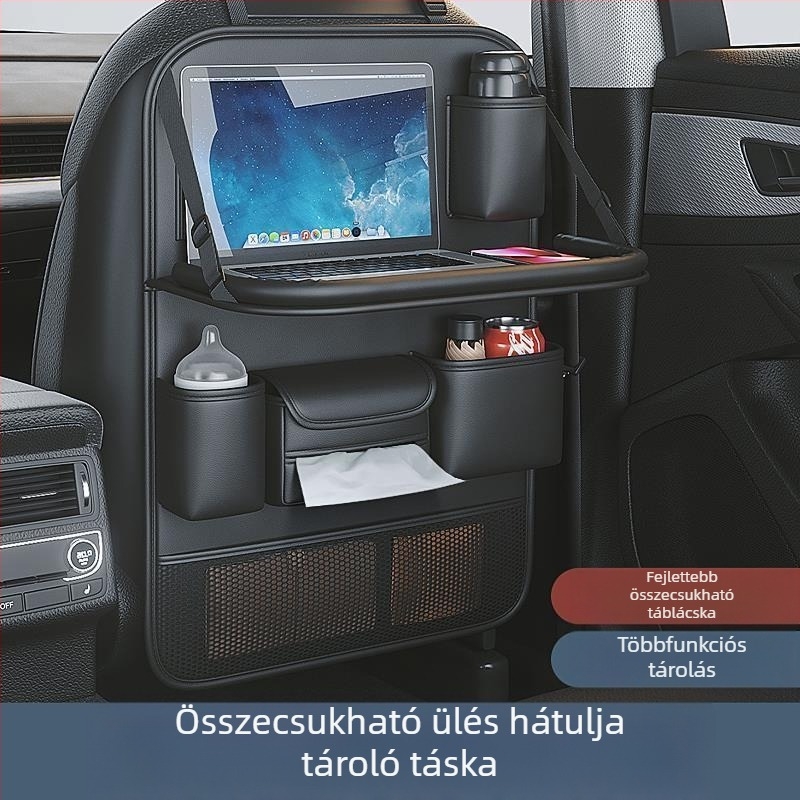 Bőr autó hátulsó üléseihez tartozó tároló asztalkával, étkezős felülettel, anti-kick párnával, minden évszakra