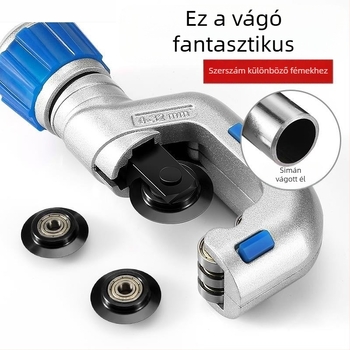 Csővágó rozsdamentes acél pengével, csapágyas mechanizmussal, görgővel a vágáshoz, kompatibil vas-, réz- és műanyag csövekre