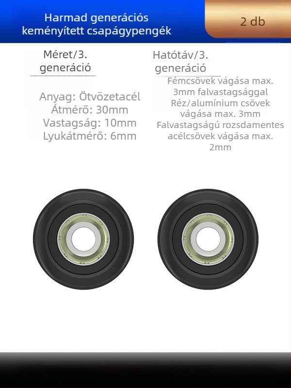Csővágó rozsdamentes acél pengével, csapágyas mechanizmussal, görgővel a vágáshoz, kompatibil vas-, réz- és műanyag csövekre