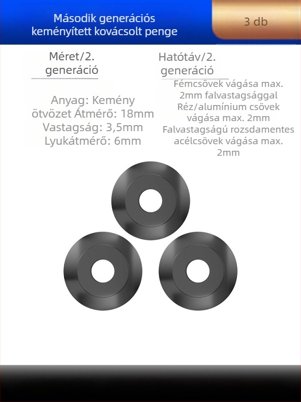 Csővágó rozsdamentes acél pengével, csapágyas mechanizmussal, görgővel a vágáshoz, kompatibil vas-, réz- és műanyag csövekre