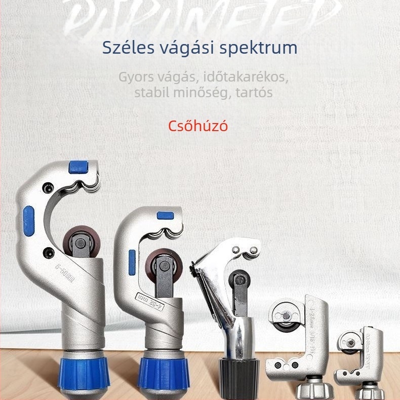 Csővágó rozsdamentes acél pengével, csapágyas mechanizmussal, görgővel a vágáshoz, kompatibil vas-, réz- és műanyag csövekre
