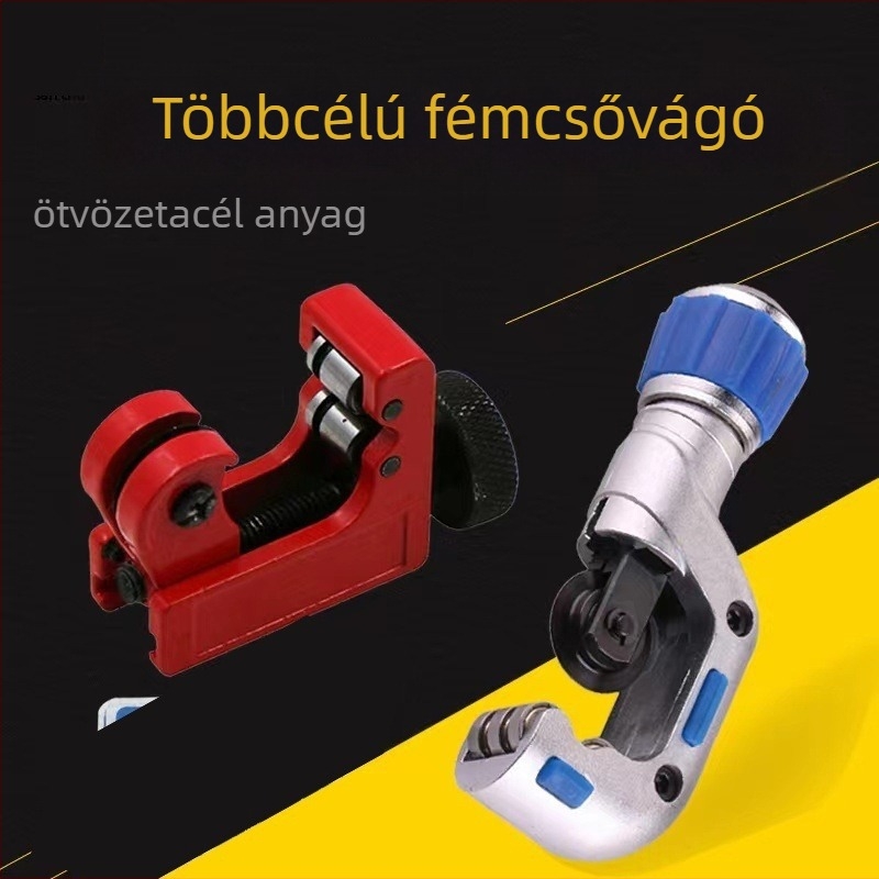 Csővágó rozsdamentes acél pengével, csapágyas mechanizmussal, görgővel a vágáshoz, kompatibil vas-, réz- és műanyag csövekre