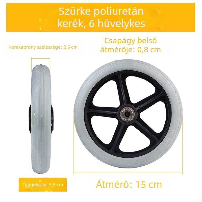 Kerekesszék elülső kereke, univerzális, gumi, nem felfújható, modell YBK-011, márka Yibaikang