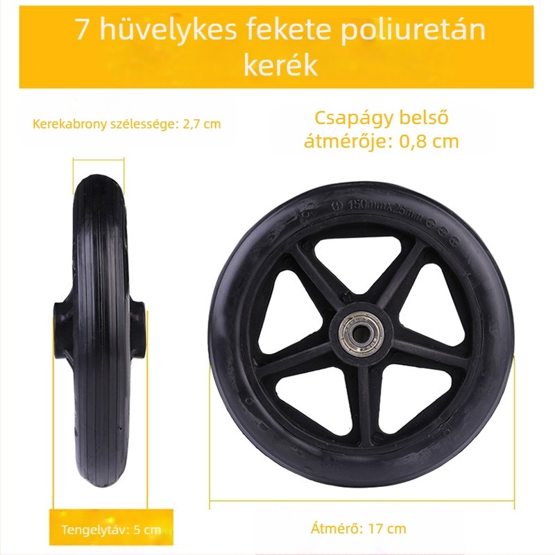 Kerekesszék elülső kereke, univerzális, gumi, nem felfújható, modell YBK-011, márka Yibaikang
