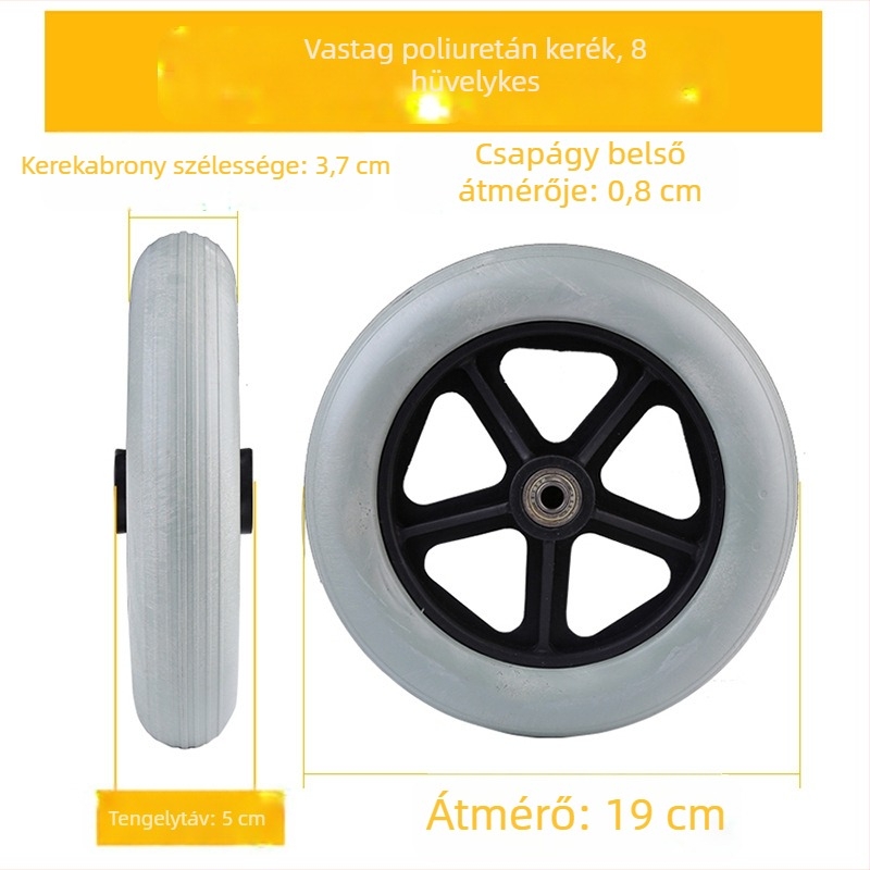 Kerekesszék elülső kereke, univerzális, gumi, nem felfújható, modell YBK-011, márka Yibaikang