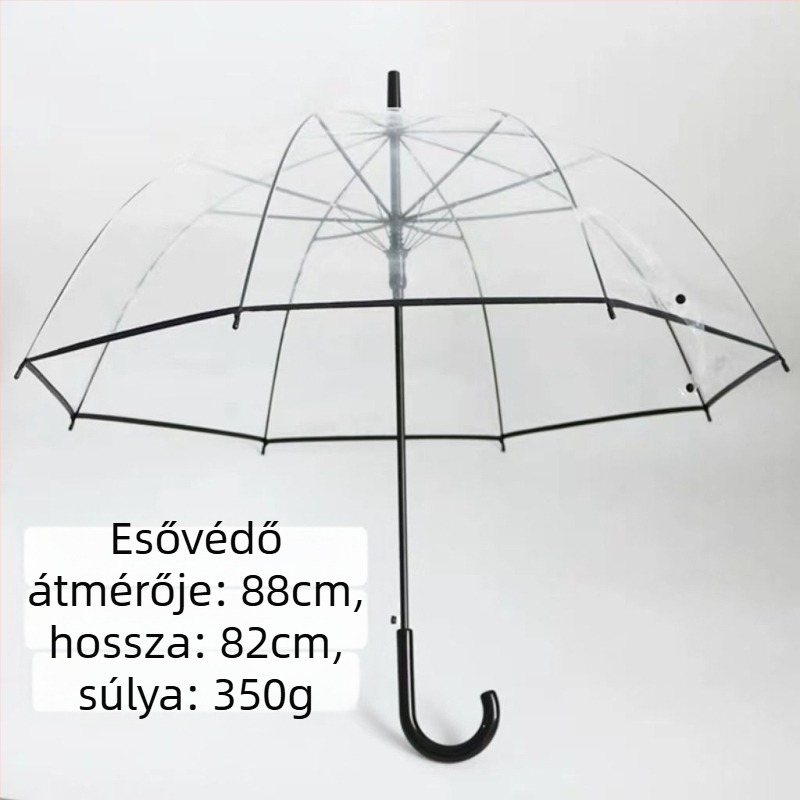 Yanyun 16 bordás átlátszó esernyő automatikus nyitással, hosszú nyél, DIY testreszabás