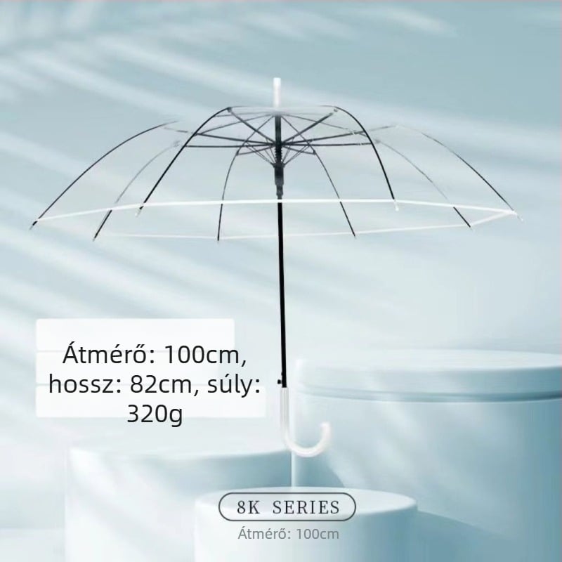 Yanyun 16 bordás átlátszó esernyő automatikus nyitással, hosszú nyél, DIY testreszabás