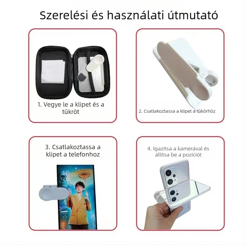 TH-217 Univerzális clip-on telefonlencse – Selfie reflexiós lencse Sky Mirror effektussal – Shenzhen