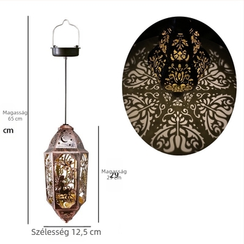 Kovácsoltvasból készült napelemes LED-lámpa IP55 vízálló, vízcsepp mintával kültéri kerthez és udvarhoz, dekoratív vetítő fény, modell MY-0058