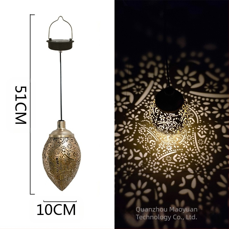 Kovácsoltvasból készült napelemes LED-lámpa IP55 vízálló, vízcsepp mintával kültéri kerthez és udvarhoz, dekoratív vetítő fény, modell MY-0058