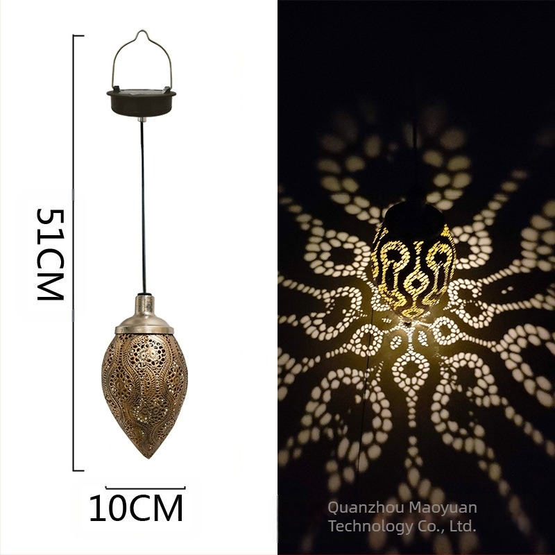 Kovácsoltvasból készült napelemes LED-lámpa IP55 vízálló, vízcsepp mintával kültéri kerthez és udvarhoz, dekoratív vetítő fény, modell MY-0058