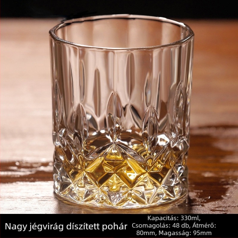 Kristály whisky pohár készlet (4 db, 301–400 ml, ajándékdoboz, logó nyomtatás)