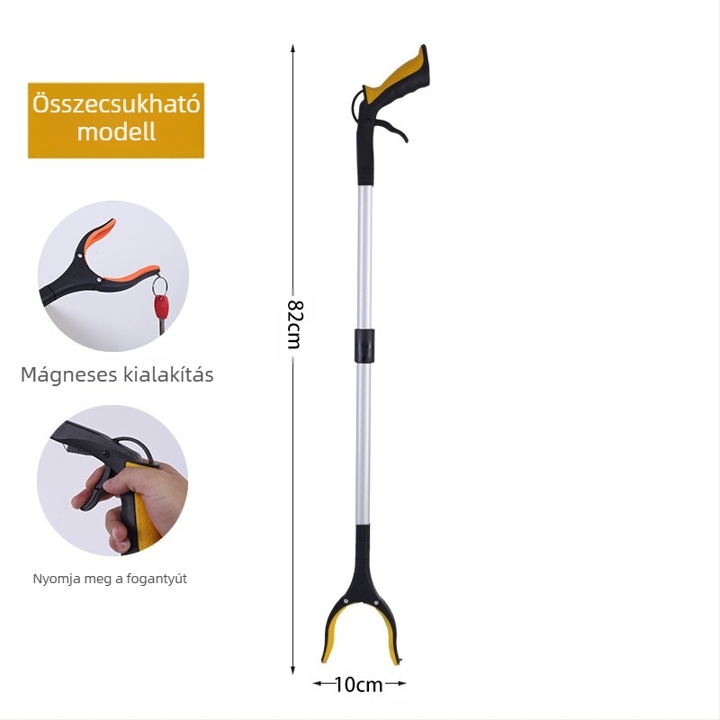 Lancai robusztus, hosszabbítható szemetesgyűjtő eszköz – fém-plasztikus kivitel, háztartási higiénia